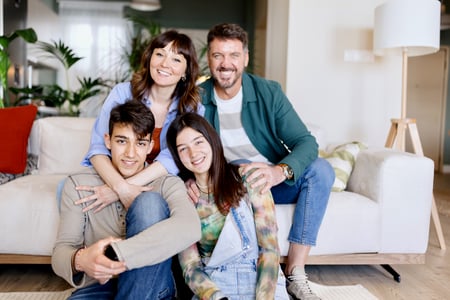 Happy Family, mom, dad, teens